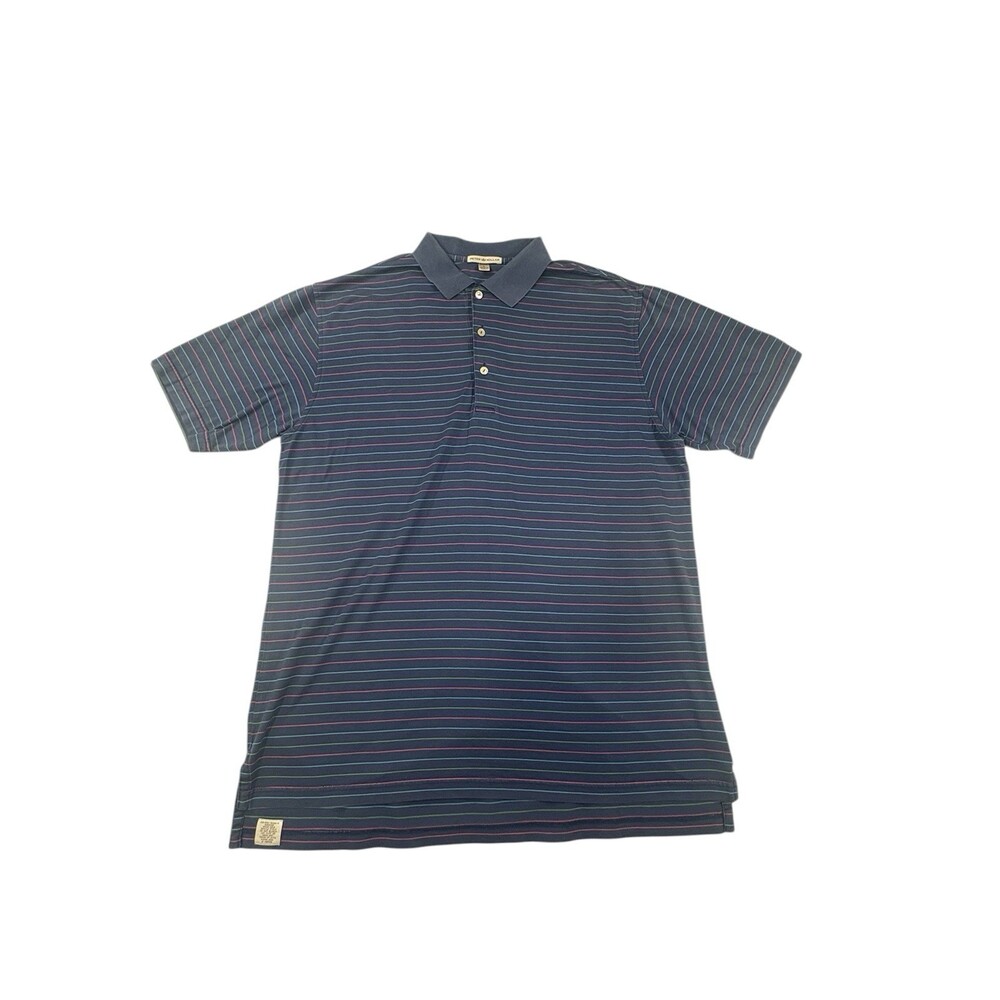 Peter Millar polo Shirt Pink Stripe Navy  Men’s Size Large